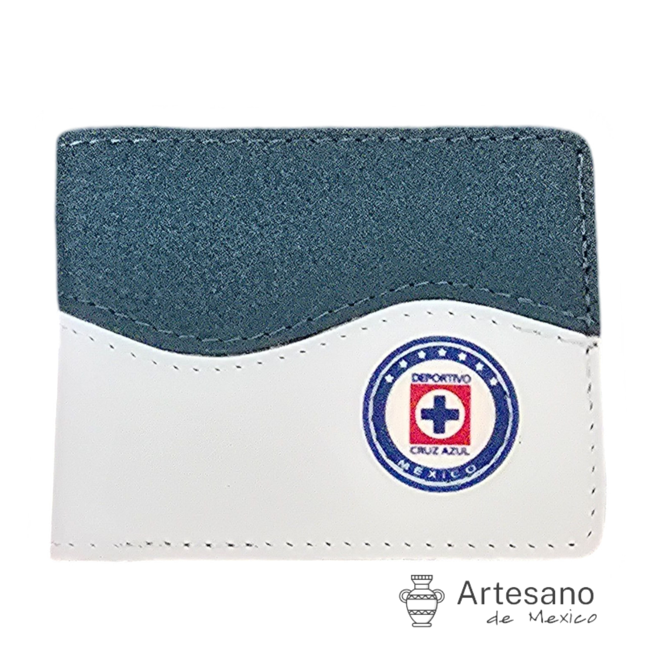 Authentic handmade blue white leather wallet Cruz Azul