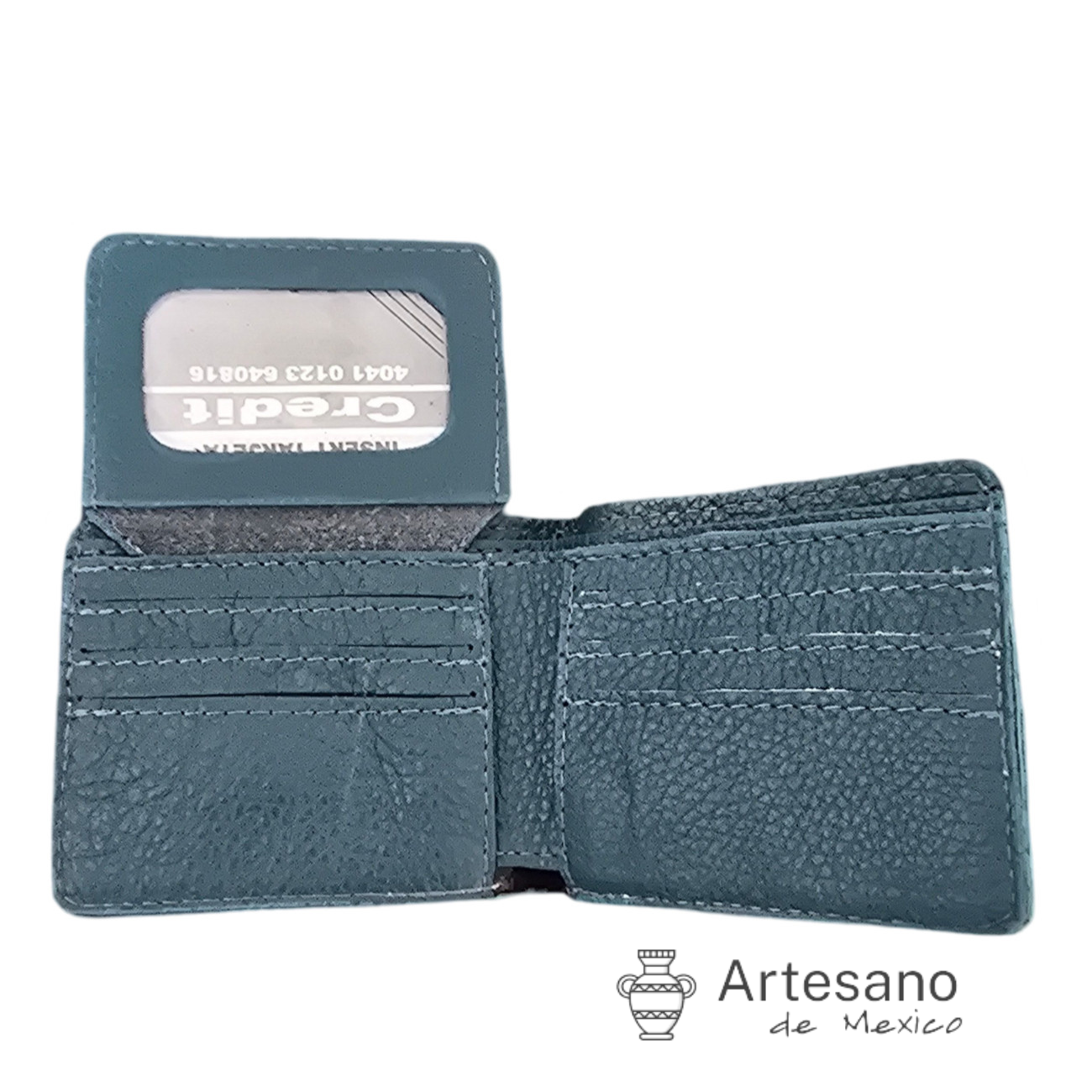 Authentic handmade blue white leather wallet Cruz Azul