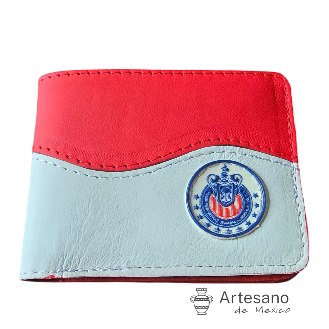 Authentic handmade red white leather wallet Guadalajara