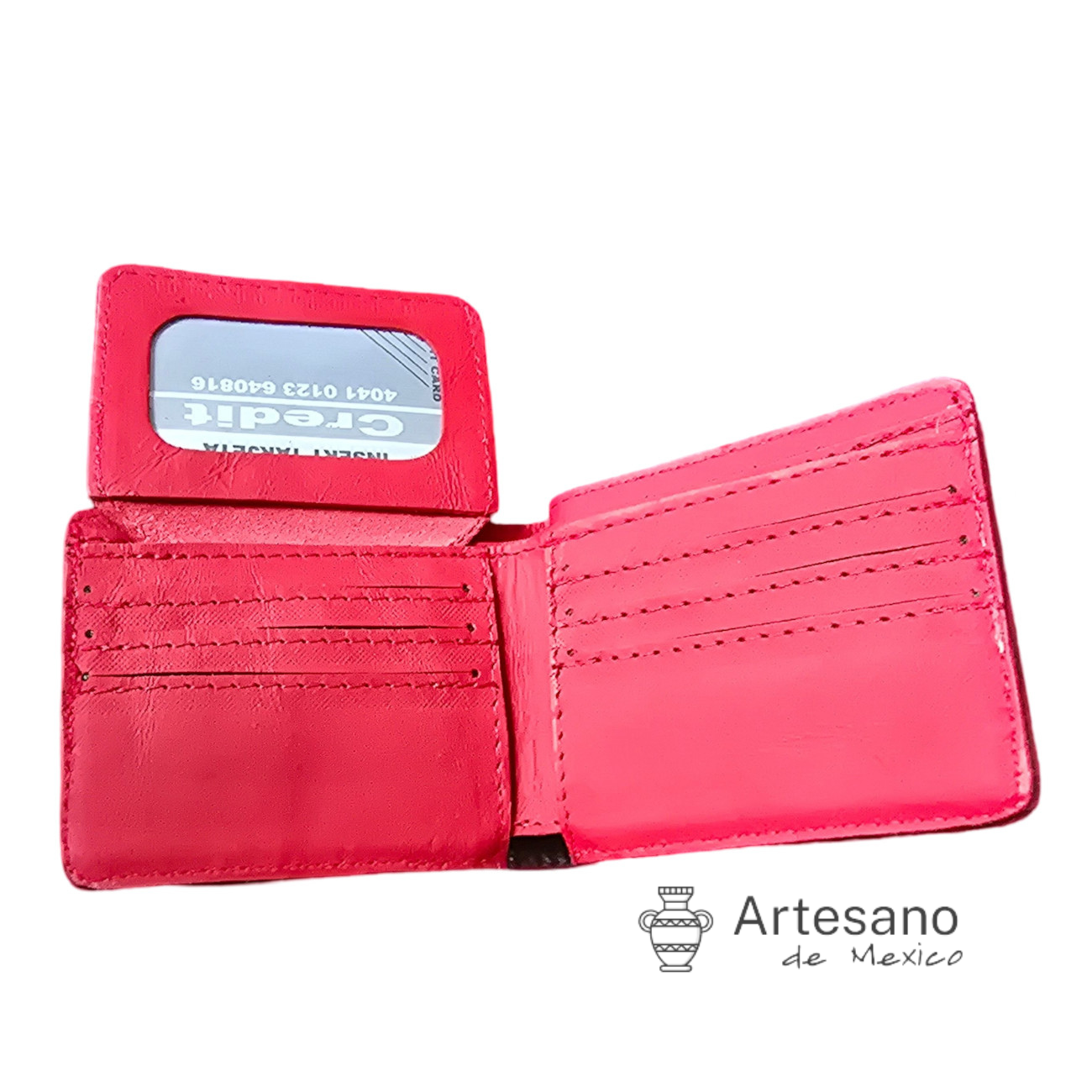 Authentic handmade red white leather wallet Guadalajara