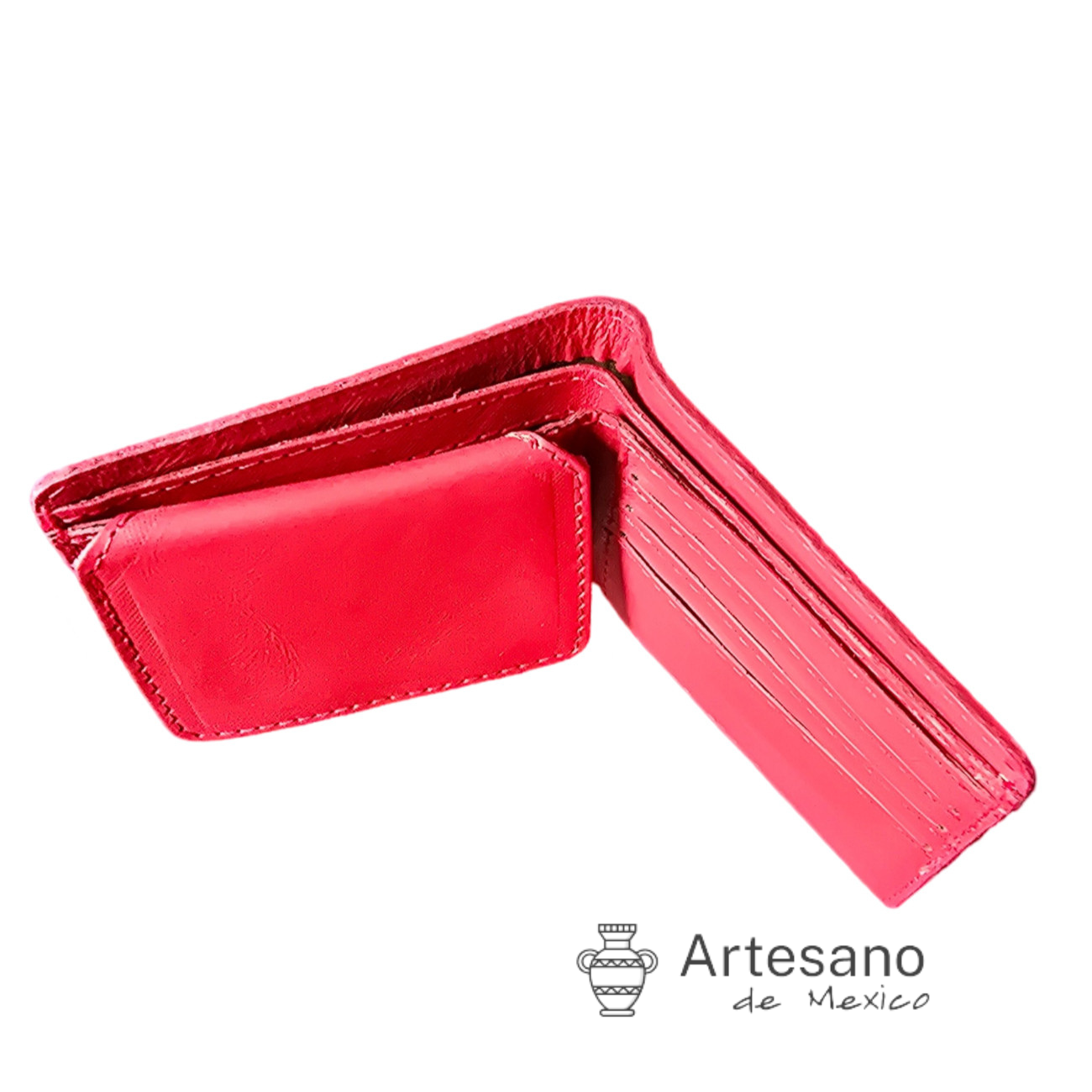 Authentic handmade red white leather wallet Guadalajara