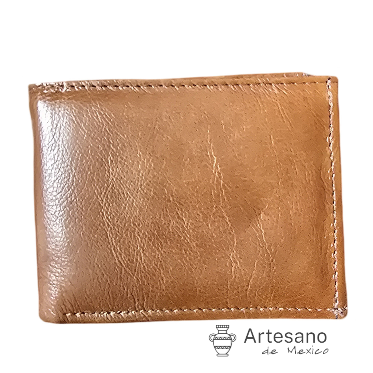 Authentic handmade light brown leather wallet