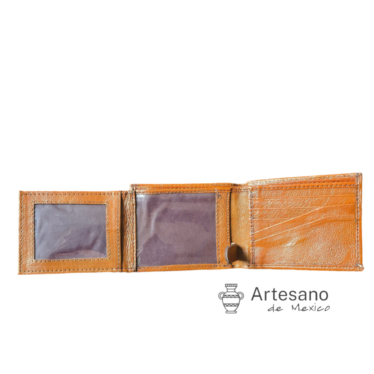 Authentic handmade light brown leather wallet