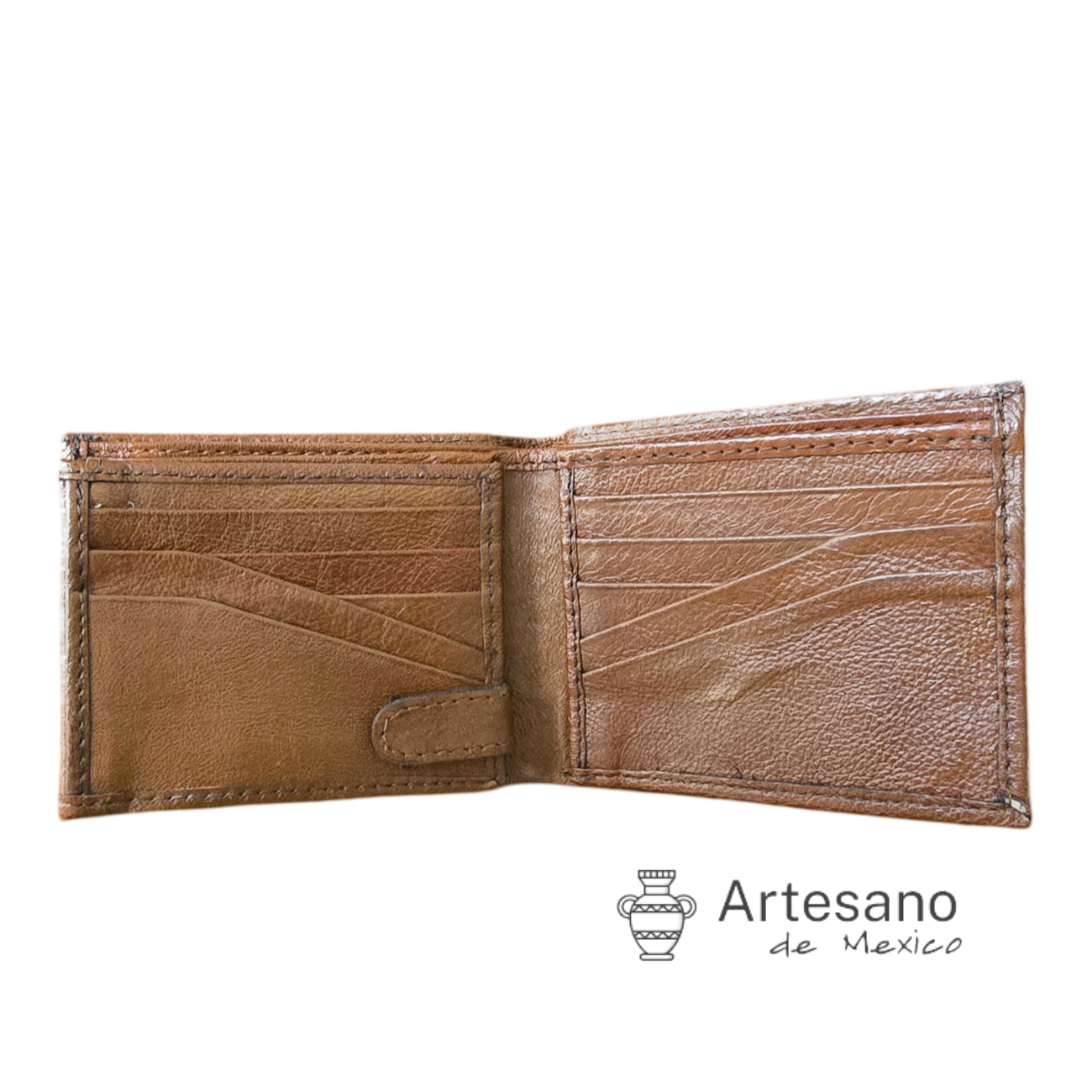 Authentic handmade light brown leather wallet
