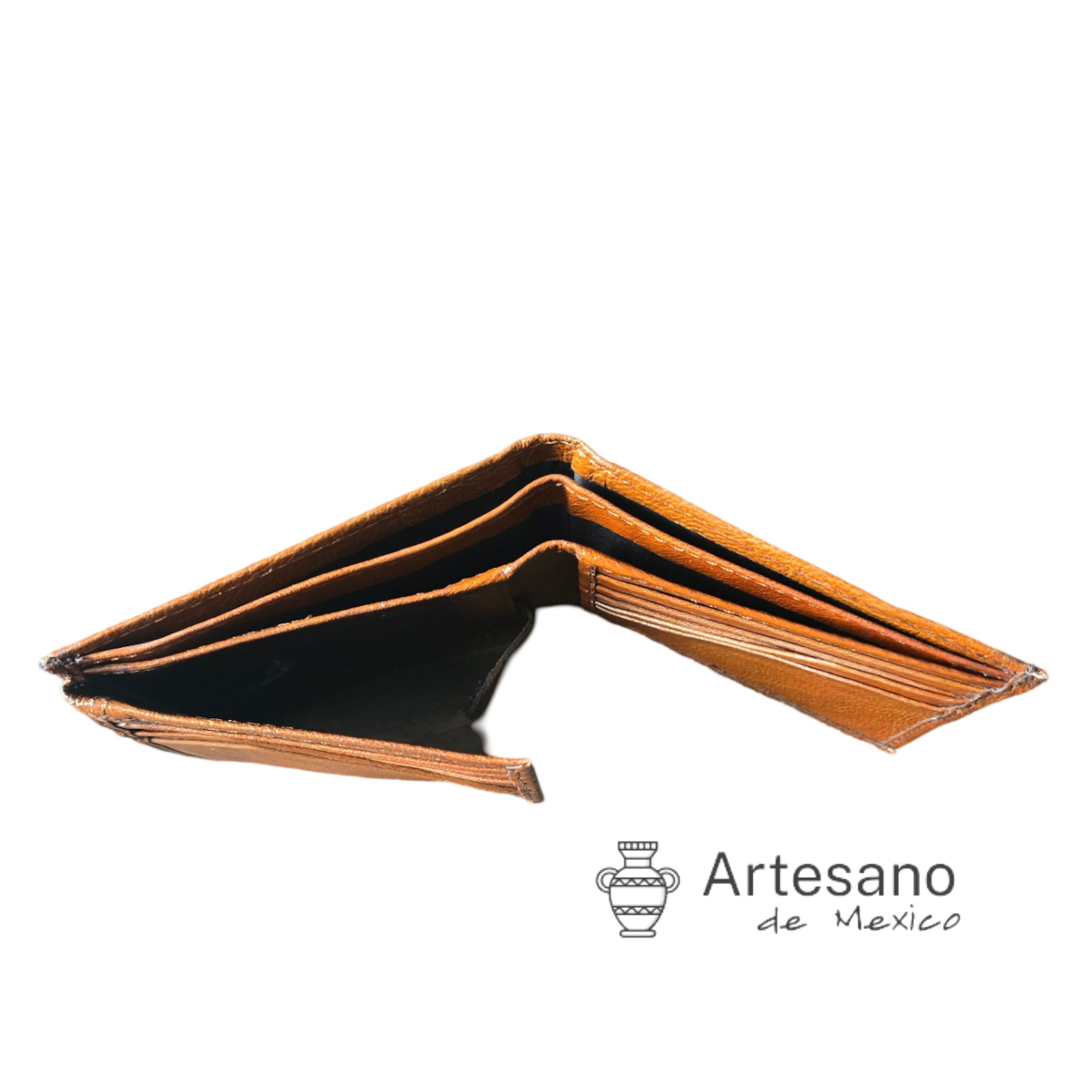 Authentic handmade light brown leather wallet