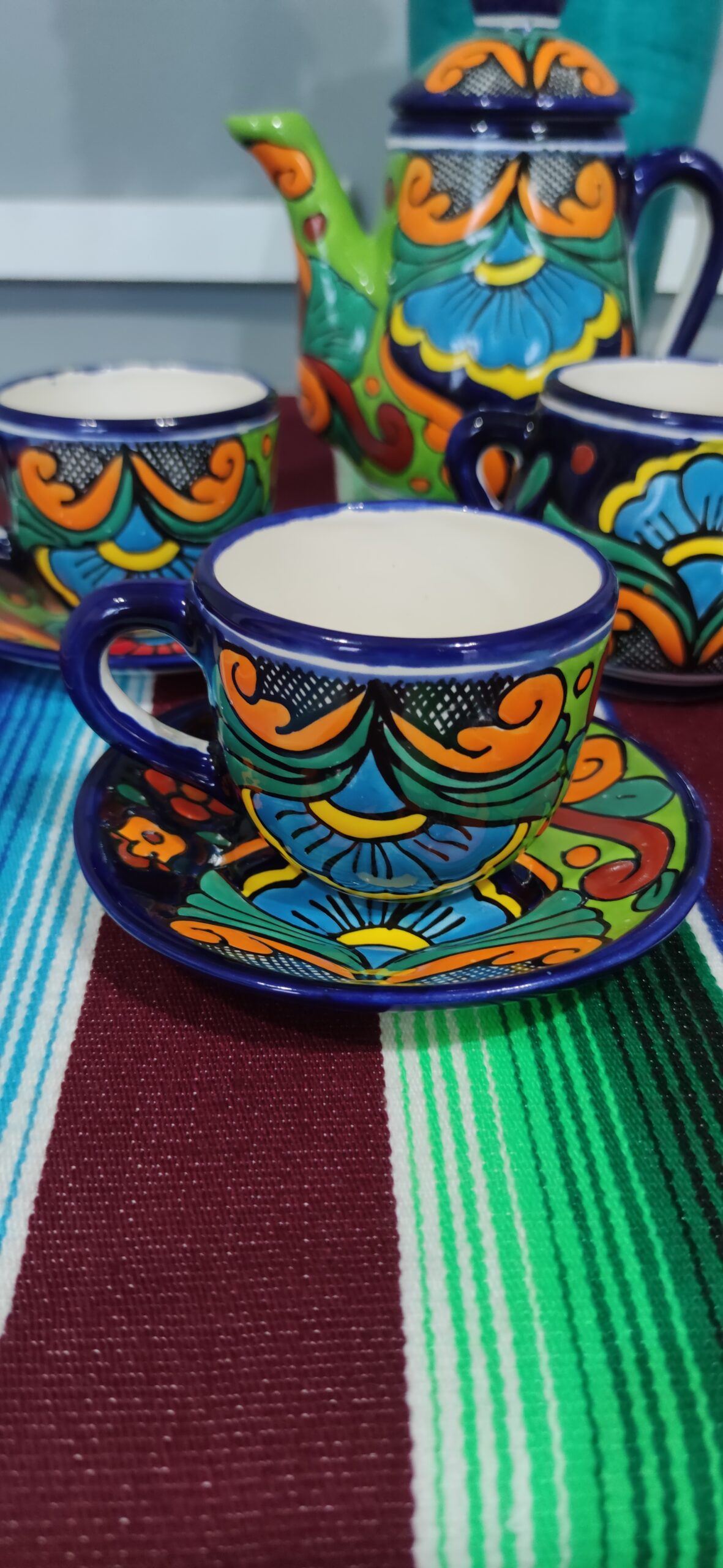 Talavera- Style Hand Painted 15 pieces Tea Set