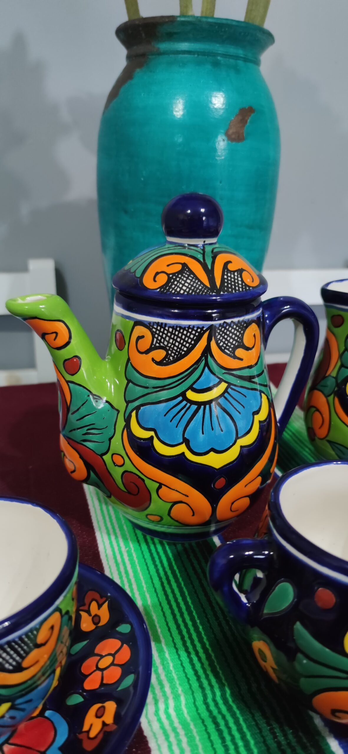 Talavera- Style Hand Painted 15 pieces Tea Set