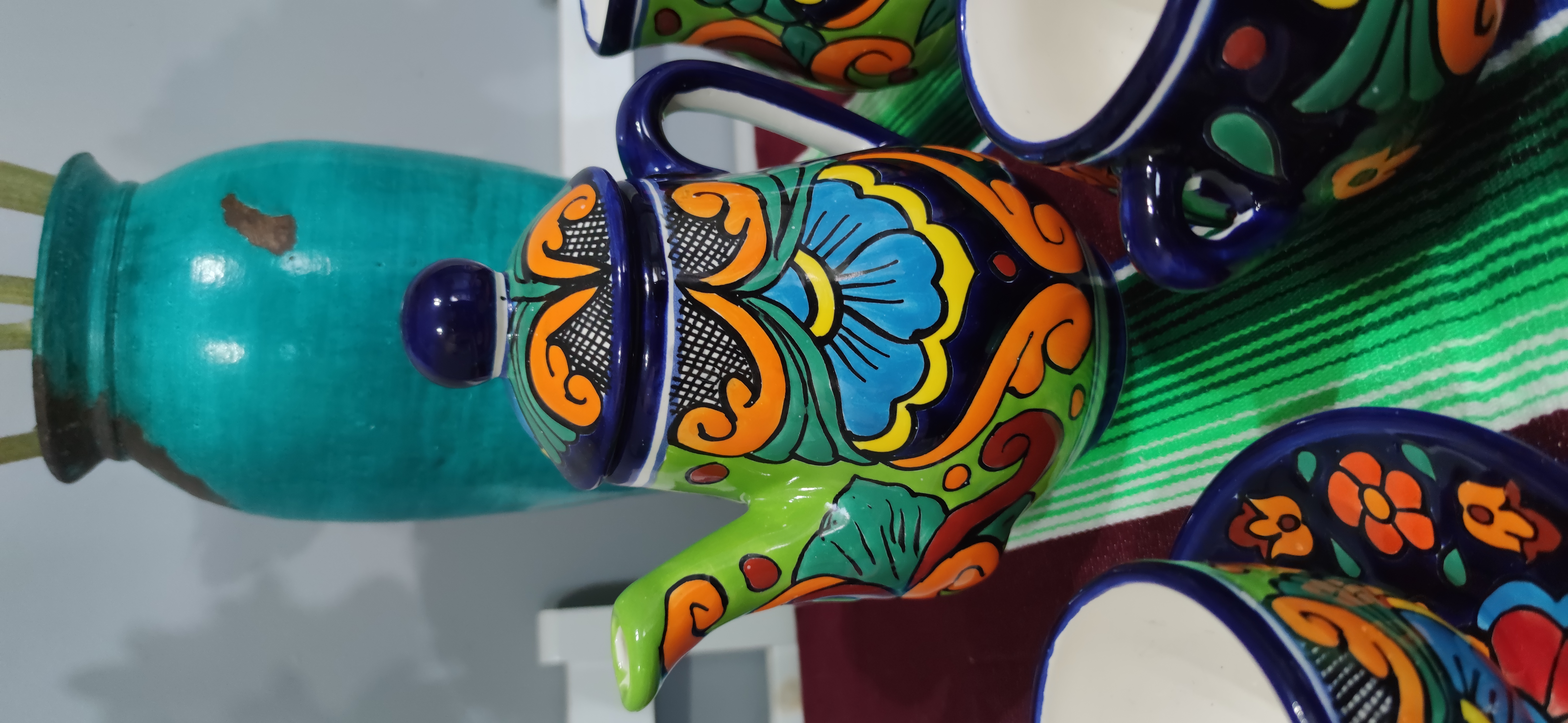 Talavera- Style Hand Painted 15 pieces Tea Set