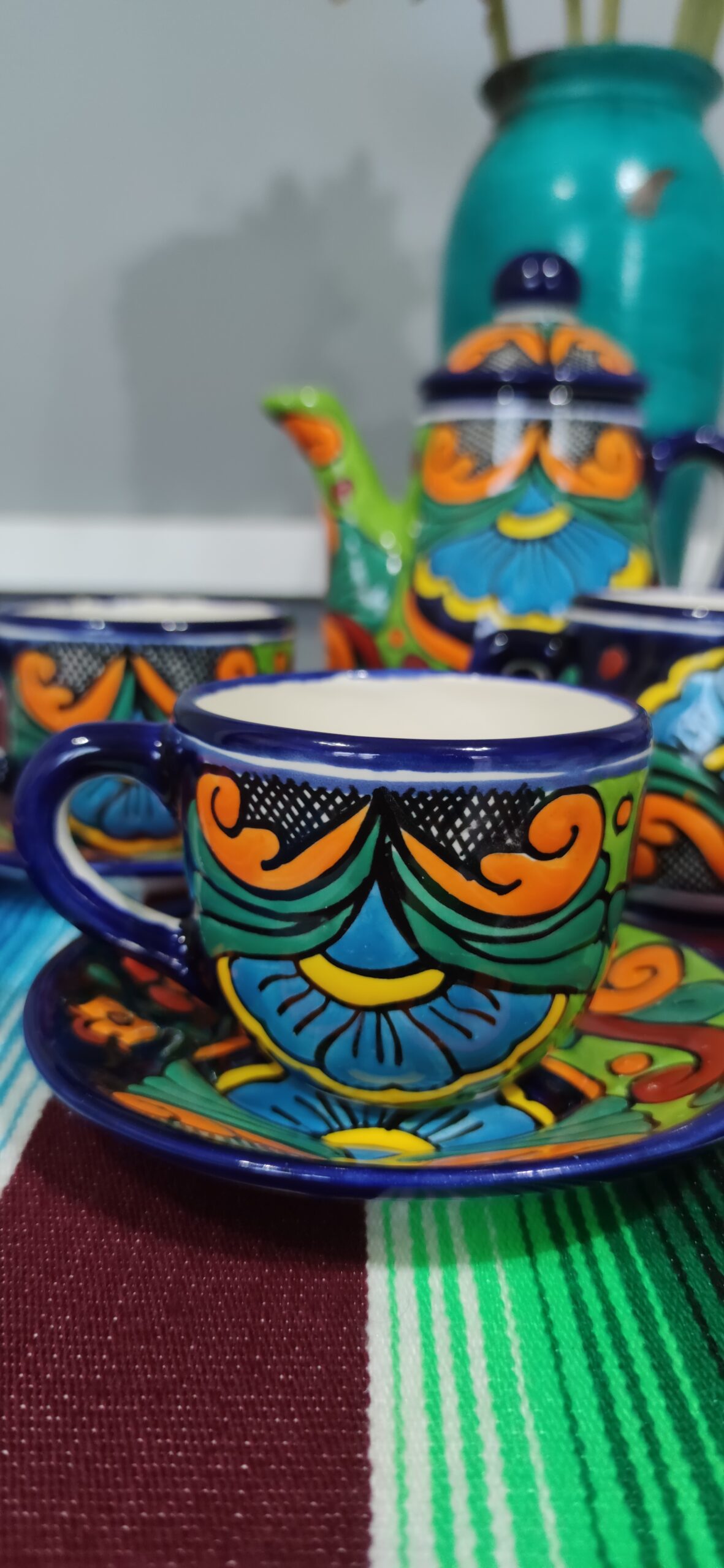 Talavera- Style Hand Painted 15 pieces Tea Set