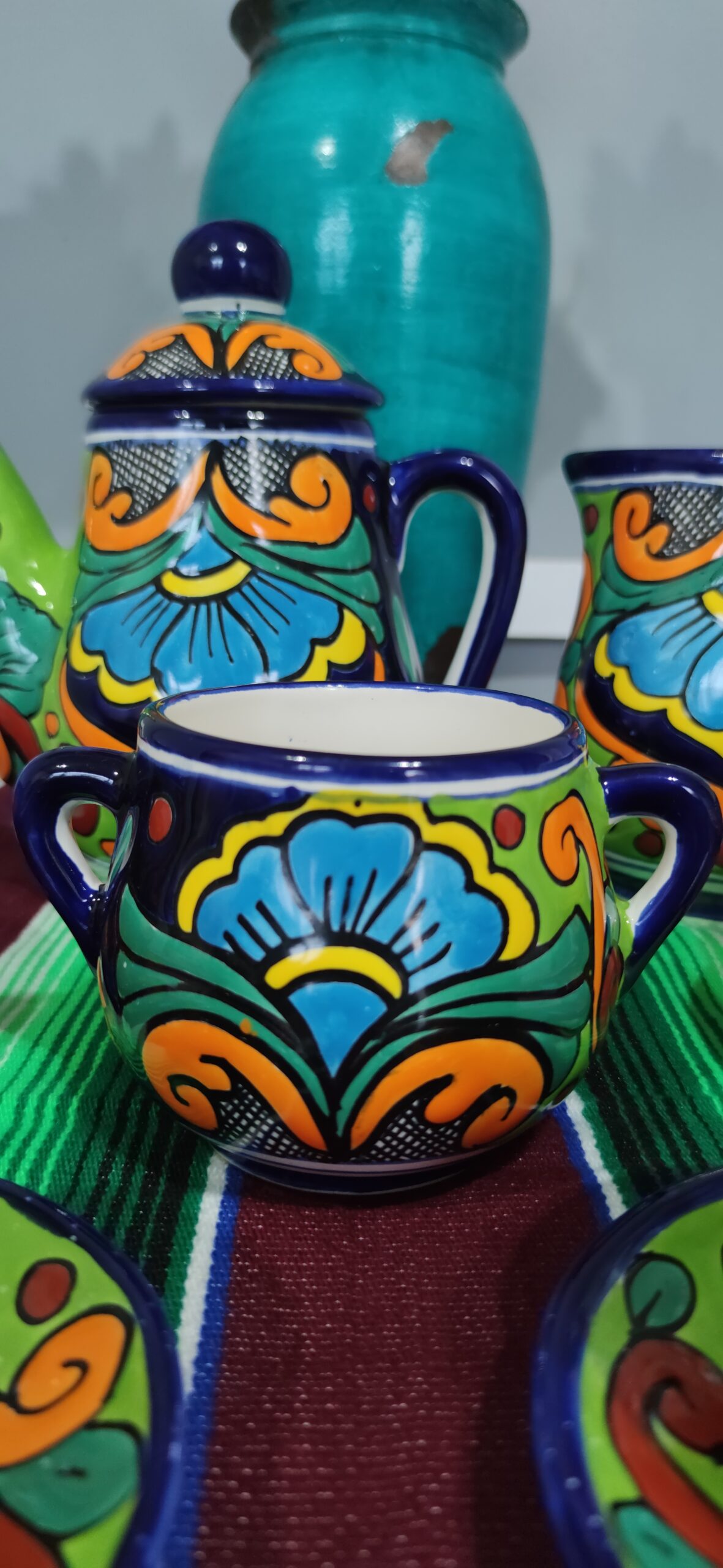 Talavera- Style Hand Painted 15 pieces Tea Set