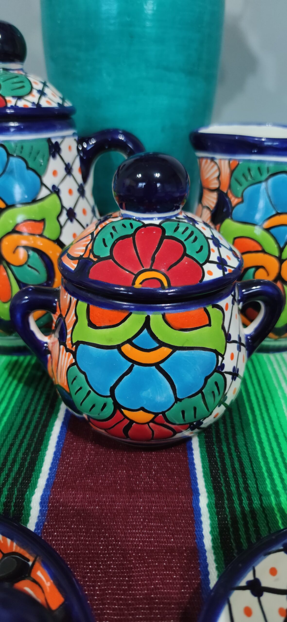 Talavera- Style Hand Painted 15 Pieces Tea Set