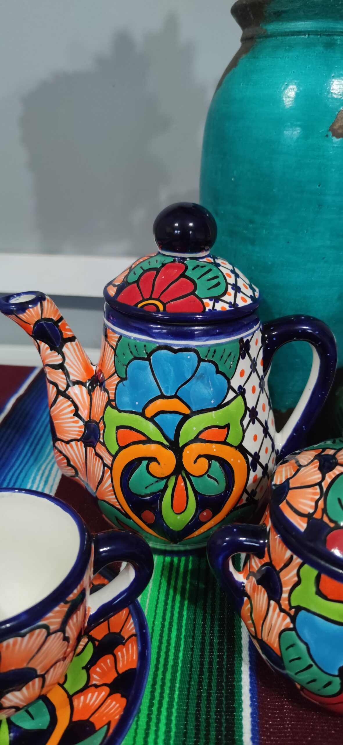 Talavera- Style Hand Painted 15 Pieces Tea Set