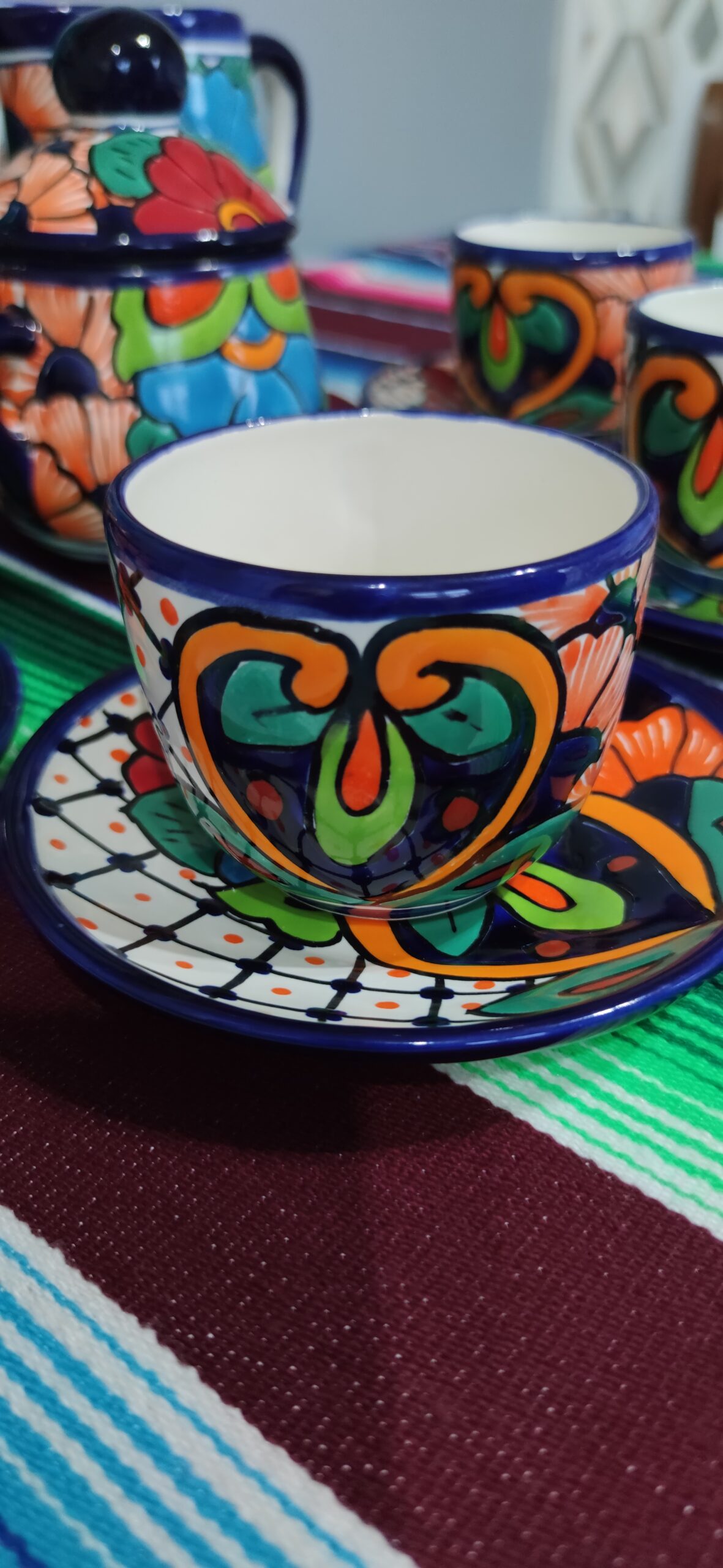 Talavera- Style Hand Painted 15 Pieces Tea Set