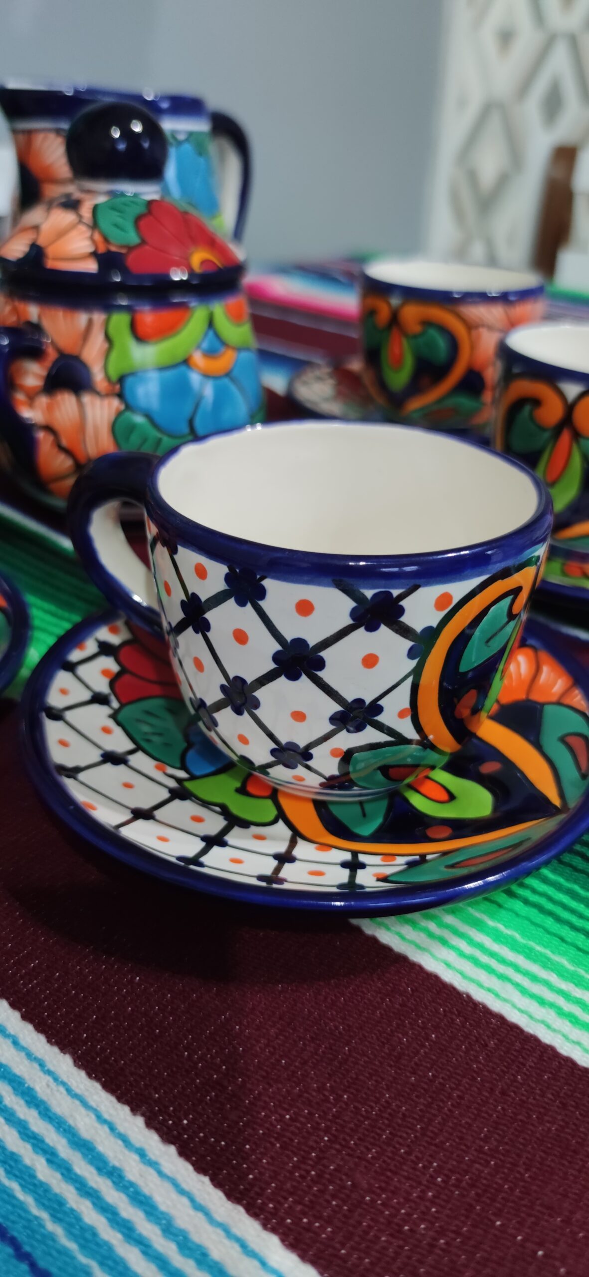 Talavera- Style Hand Painted 15 Pieces Tea Set