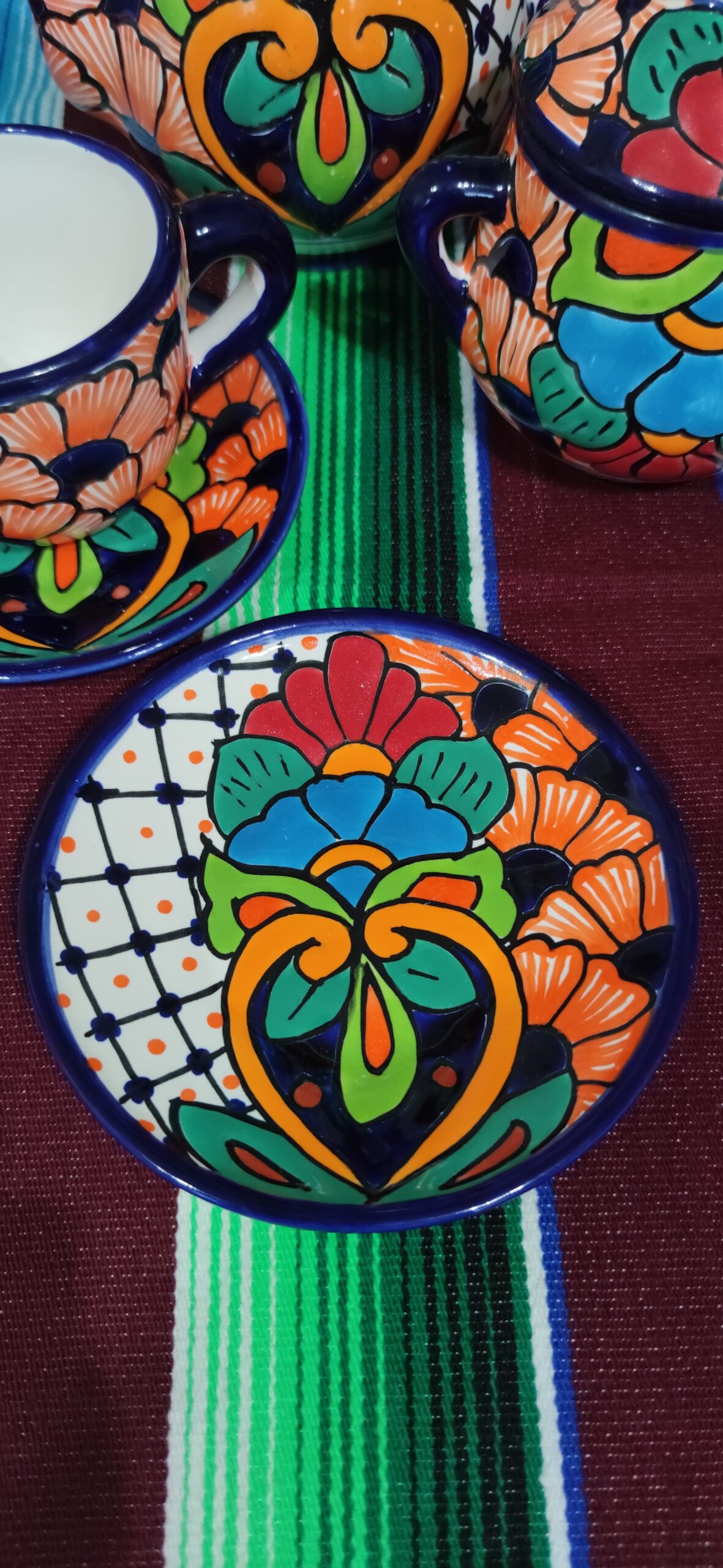 Talavera- Style Hand Painted 15 Pieces Tea Set