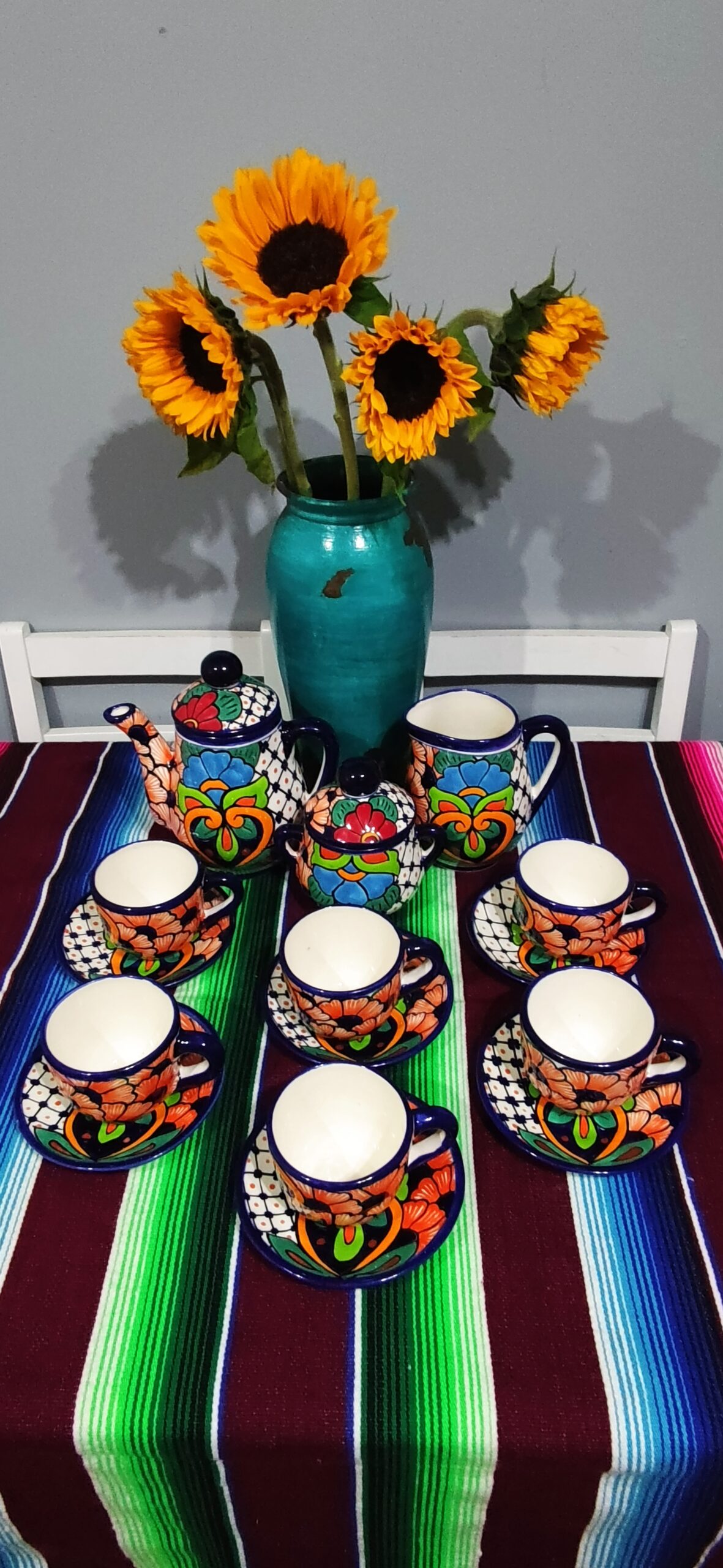 Talavera- Style Hand Painted 15 Pieces Tea Set