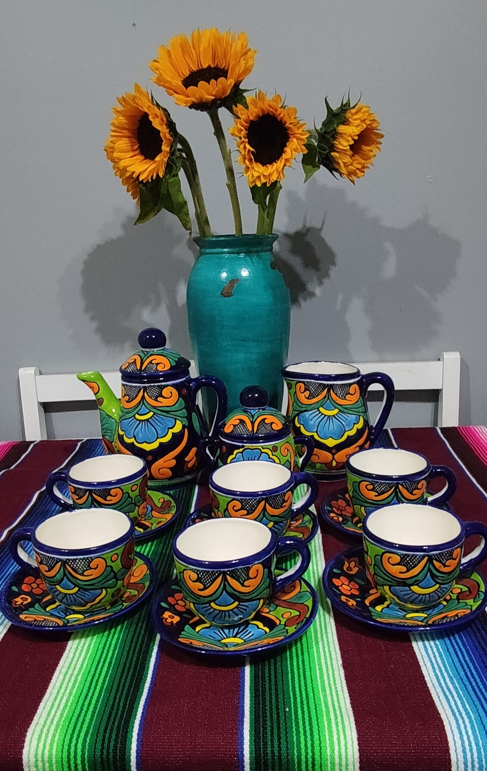 Talavera- Style Hand Painted 15 pieces Tea Set