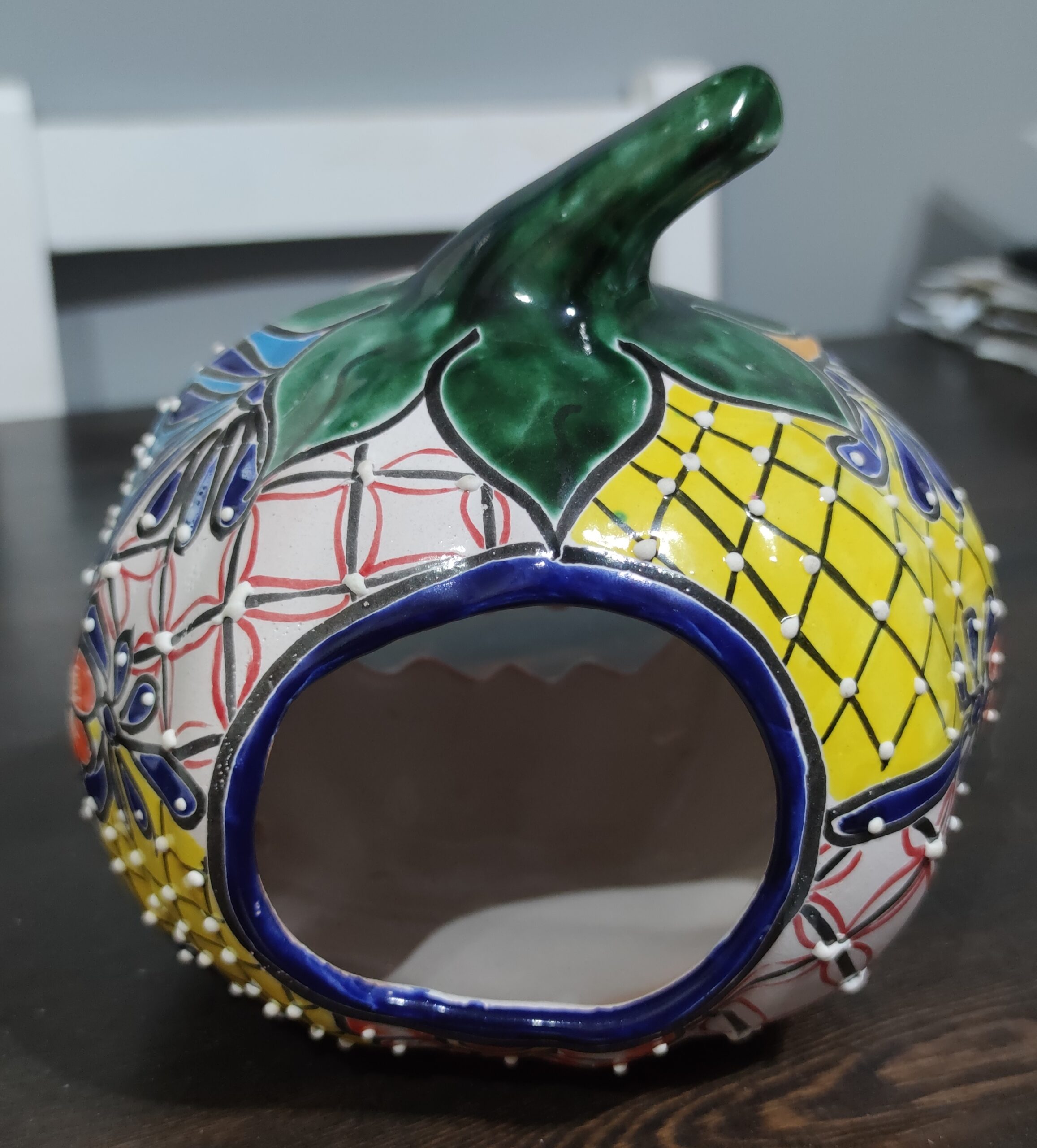 Mexican Hand-Painted Halloween Pumpkin Lantern