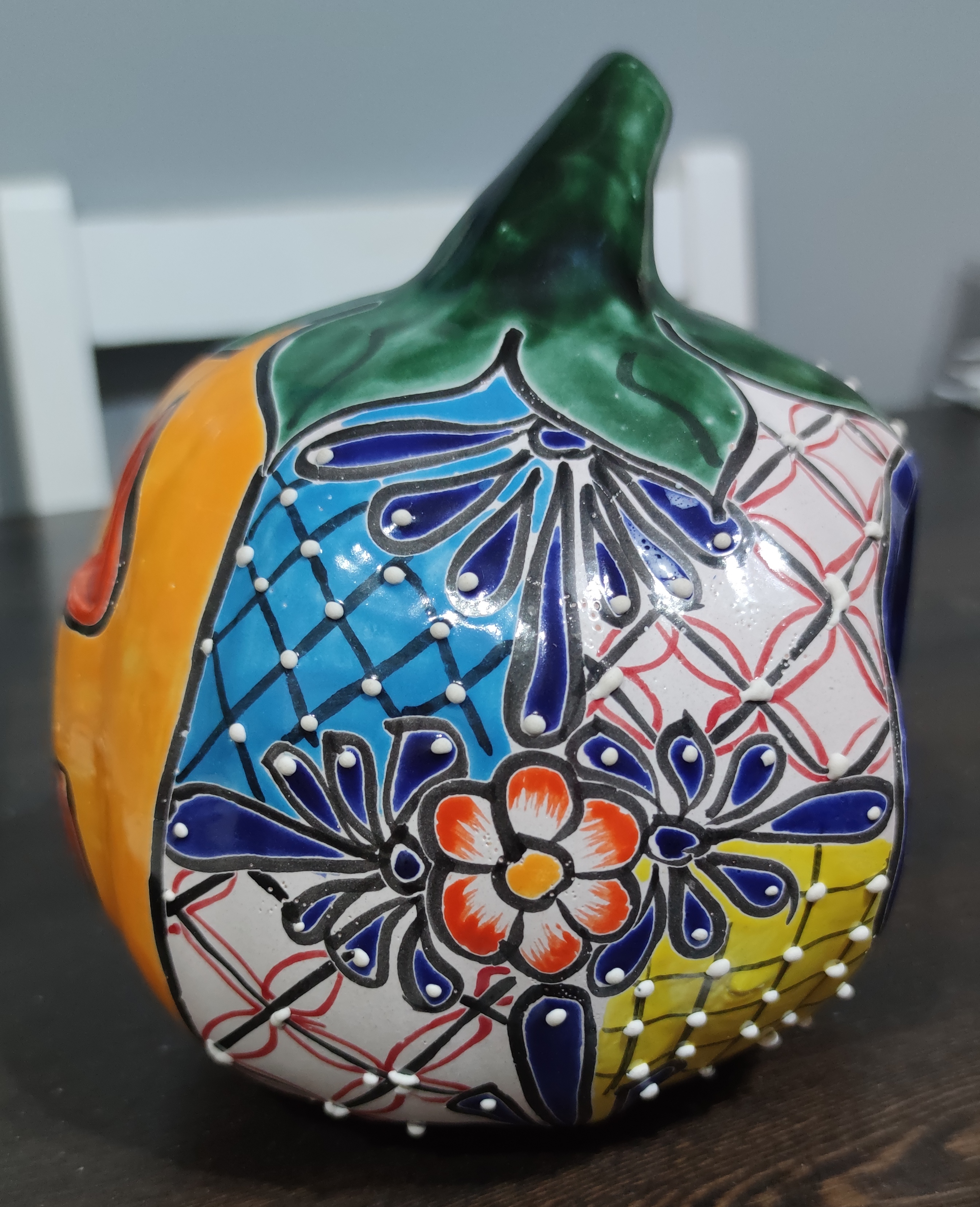Mexican Hand-Painted Halloween Pumpkin Lantern
