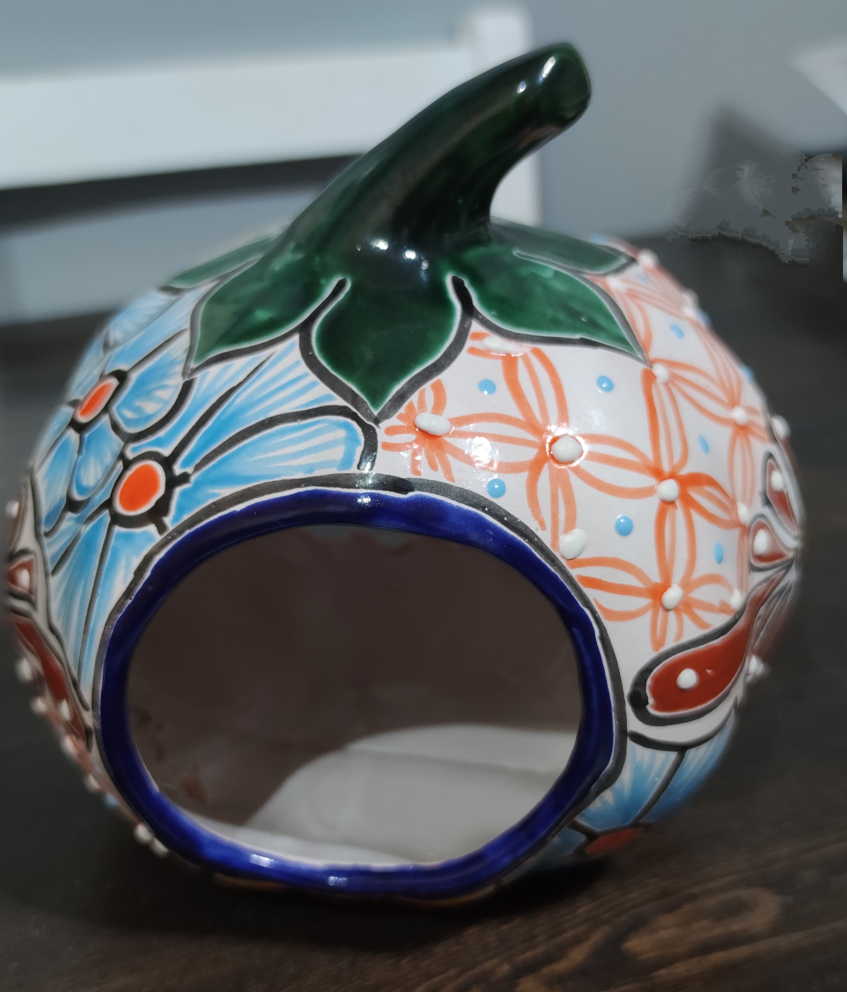 Mexican Hand-Painted Halloween Pumpkin Lantern