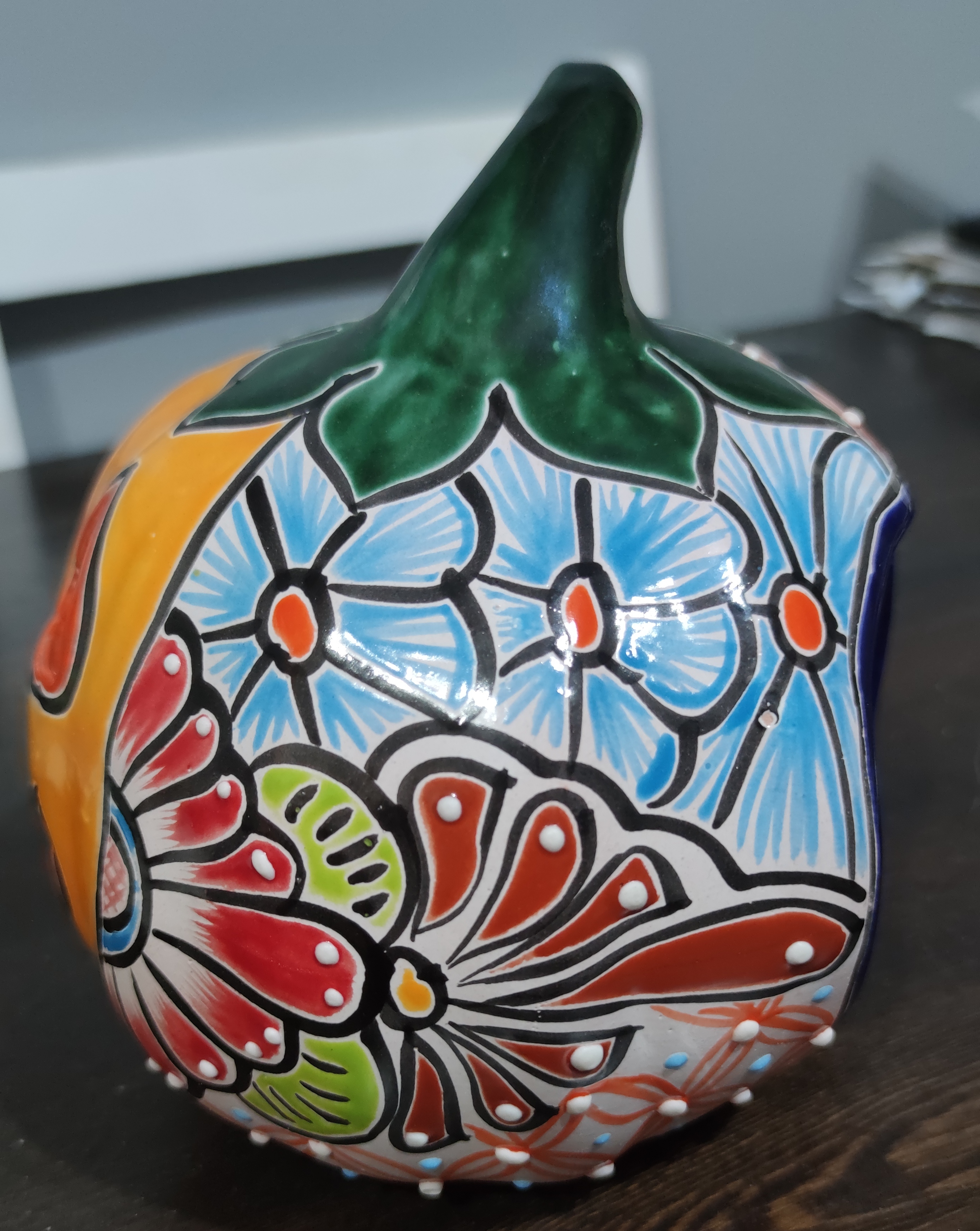 Mexican Hand-Painted Halloween Pumpkin Lantern