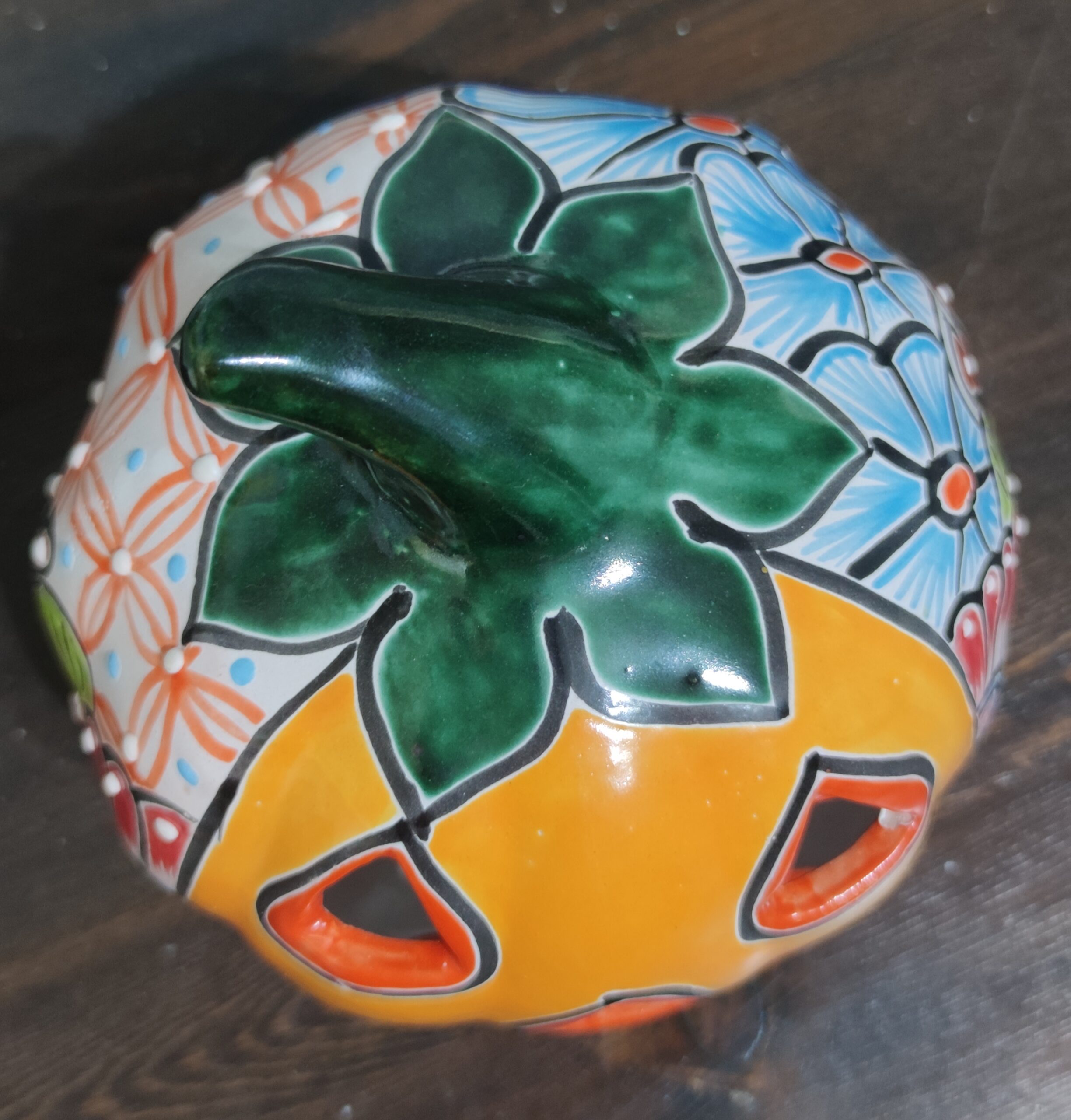 Mexican Hand-Painted Halloween Pumpkin Lantern