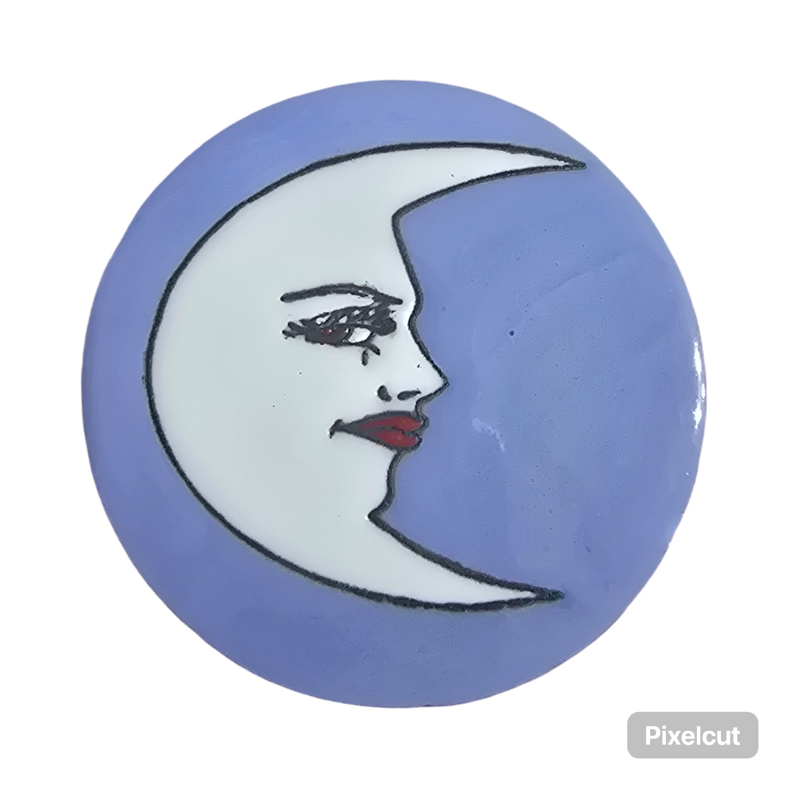 TRADITIONAL MEXICAN HAND-PAINTED CERAMIC MOON FACE COASTER