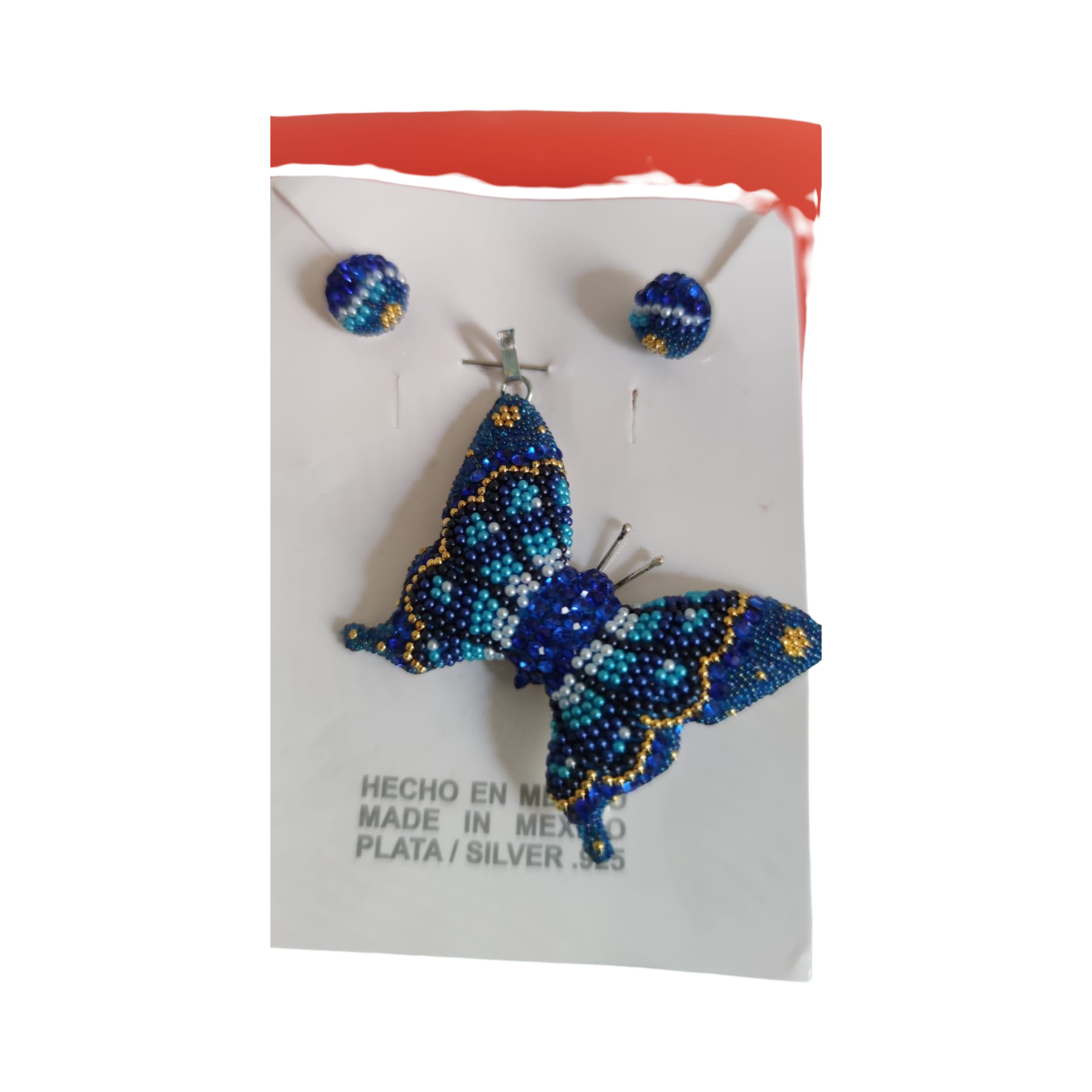 Mexican style Earrings and Pendant Butterfly set