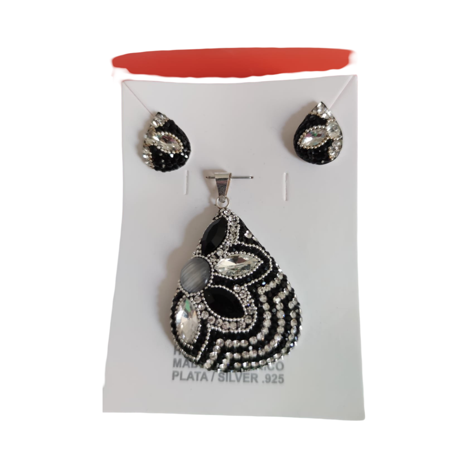 Mexican style Earrings and Pendant Teardrop-shaped set