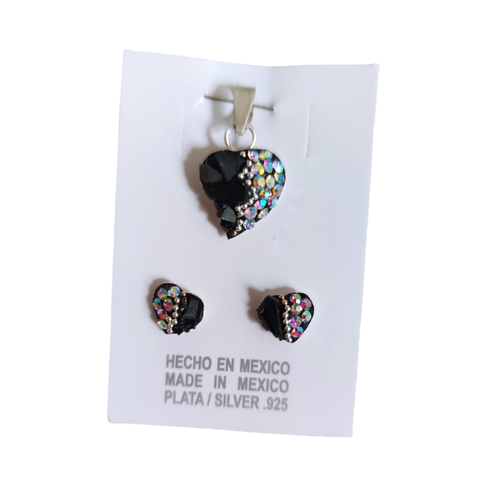 Mexican style Earrings and Pendant Mini Heart set